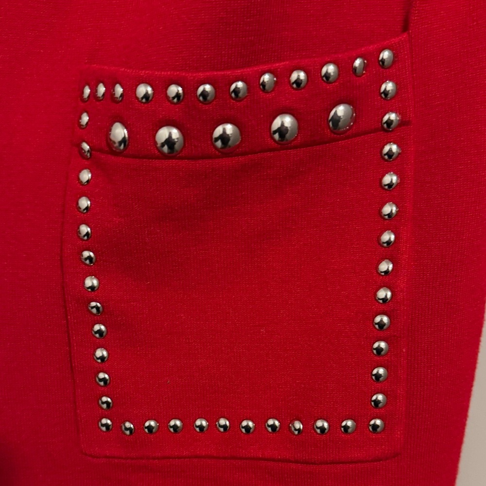 INC International Concepts Red Studded Open-Front Cardigan - Picture 3 of 4